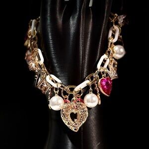 Gold and White Charm Bracelet